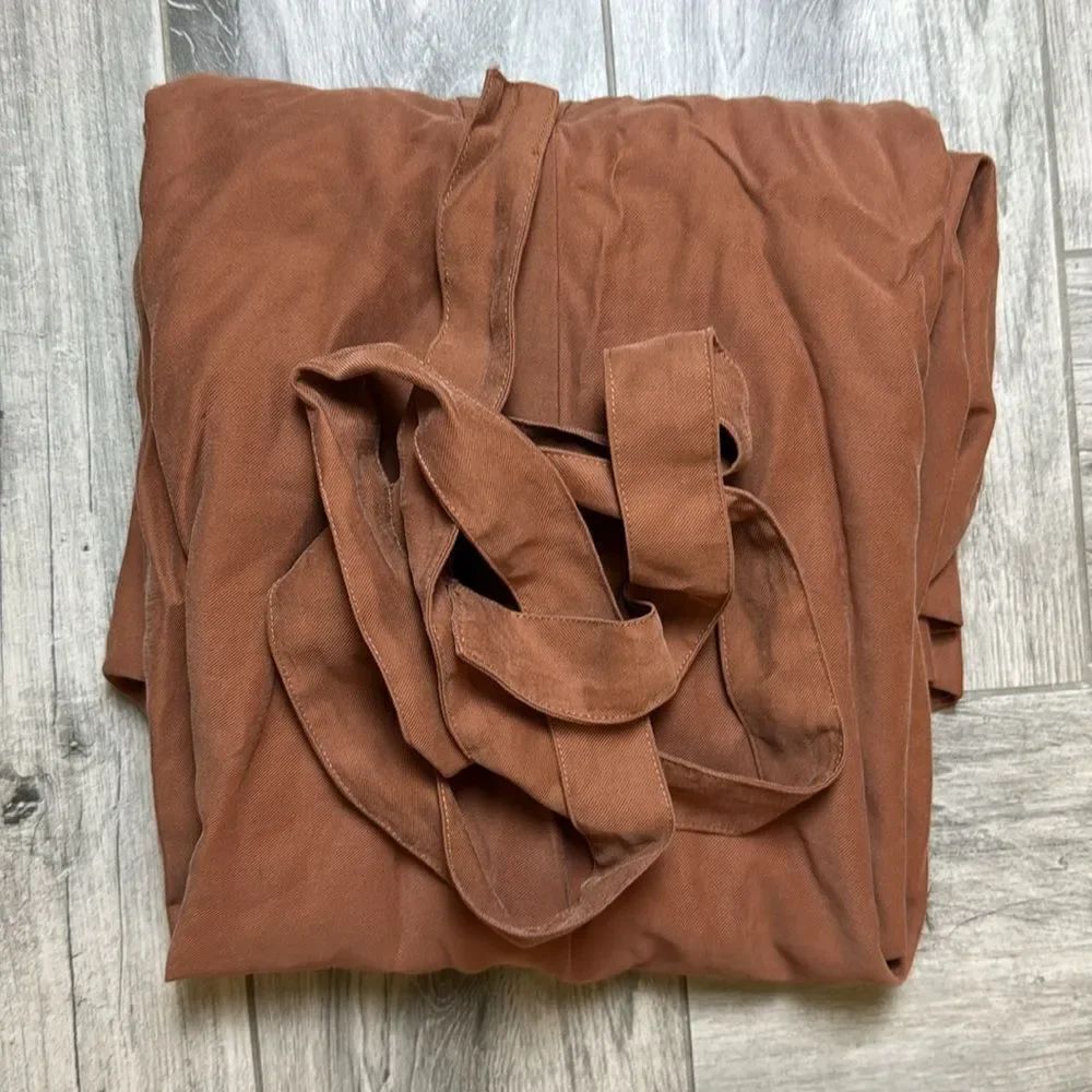 Jones New York Womens Camel Brown Flowy Tie Belted Midi Dress Size 10